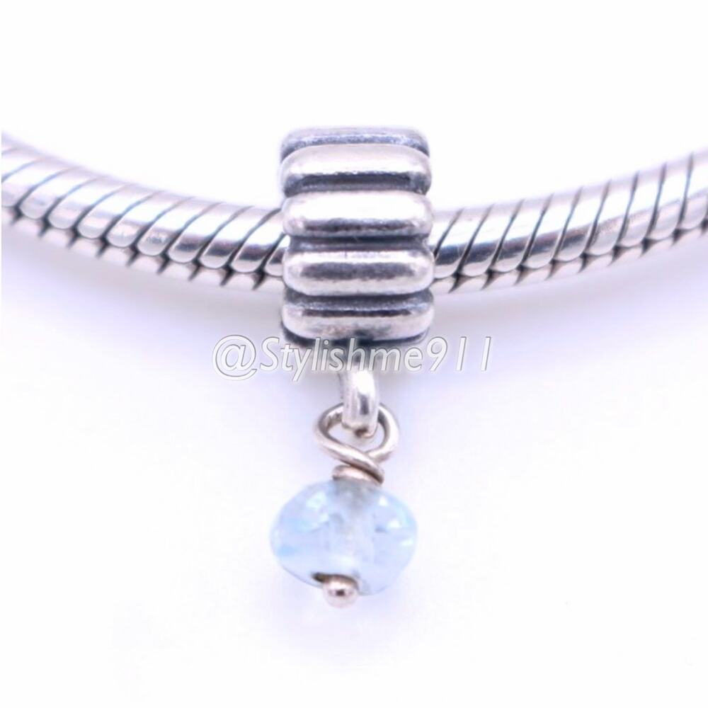 Authentic PANDORA Sterling Silver March Birthstone Dangle